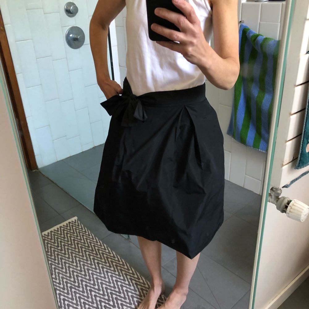 Chloe Black Poly Taffeta Bubble Skirt with Front Side Bow